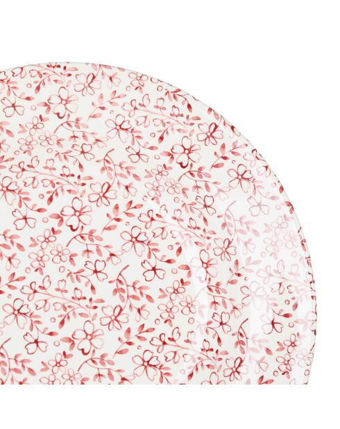 6 Assiettes creuses Petite Fleur bordeaux - D.23 cm