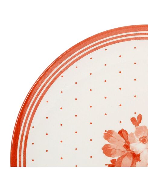 6 Assiettes plates Joséphine rouge antique - D.26 cm
