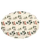 Plat oval Eglantine écru/rouge - 39x27 cm