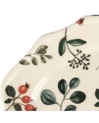Plat oval Eglantine écru/rouge - 39x27 cm