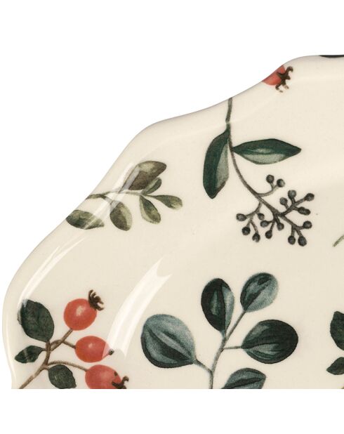 Plat oval Eglantine écru/rouge - 39x27 cm