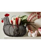 Panier Poule Carreau Ciment noir - 31x19x21 cm