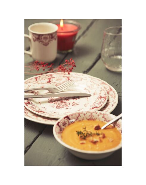 6 Assiettes creuses Clothilde bordeaux - D.22.5 cm