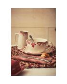 Tasse petit déjeuner avec soucoupe Damier rouge - 16x13.5x8 cm