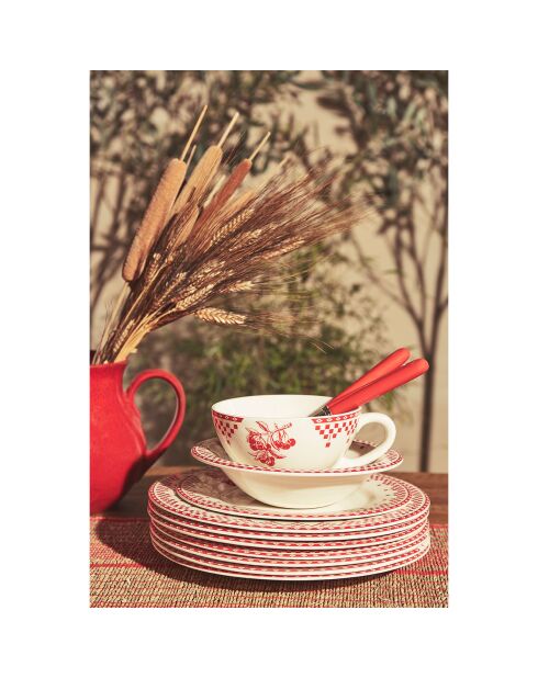 Tasse à thé avec soucoupes Damier rouge - 11x9x6 cm
