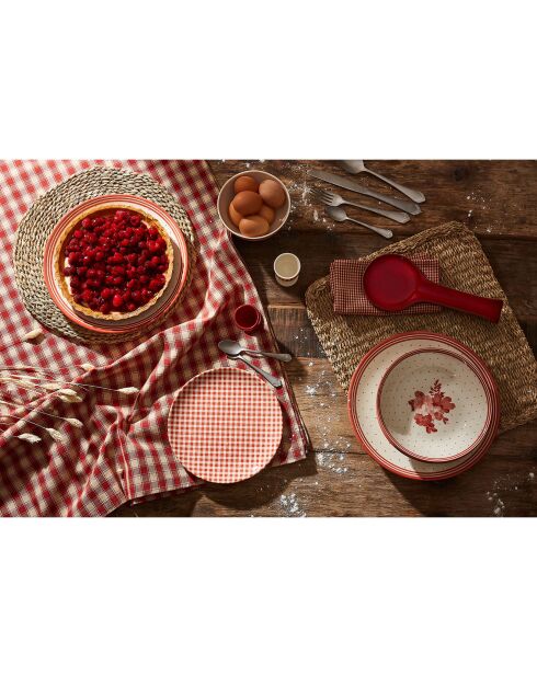 6 Assiettes creuses Joséphine rouge antique - D.20 cm