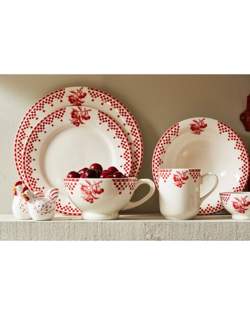 6 Assiettes à dessert Damier rouges - D.22 cm