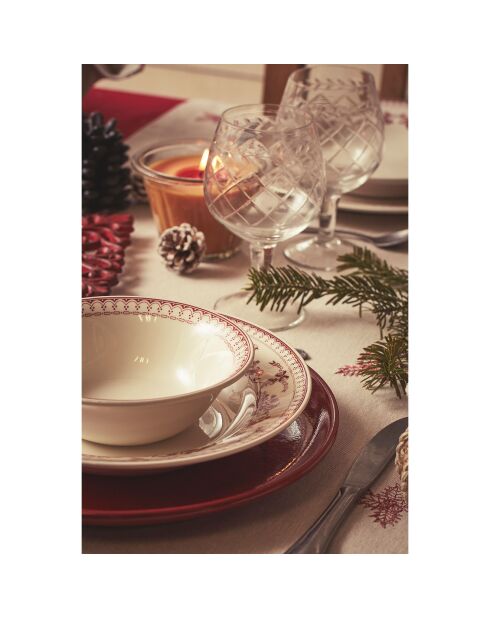 6 Assiettes creuses Faustine bordeaux - D.23 cm