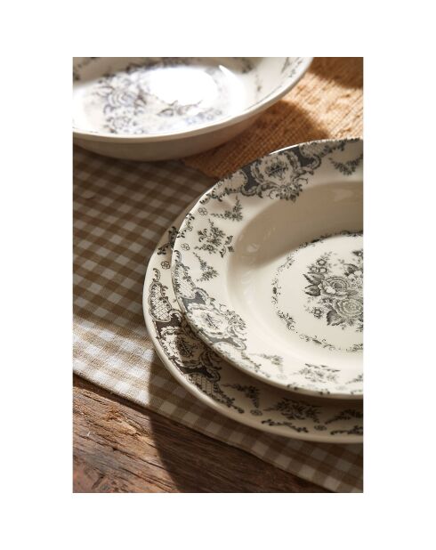 6 Assiettes à dessert Clothilde grises - D.20.5 cm
