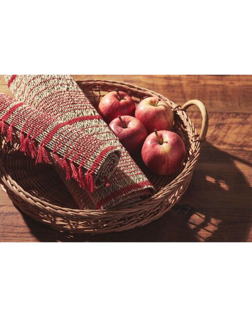 Set de table Damier naturel/rouge - 45x30 cm