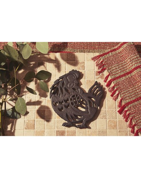 Dessous de plat poule Campagne brun - 18x19 cm