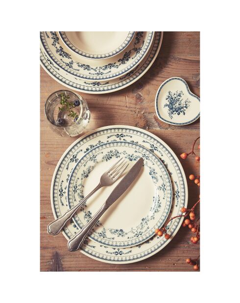 6 Assiettes creuses Faustine bleu ancien - D.23 cm