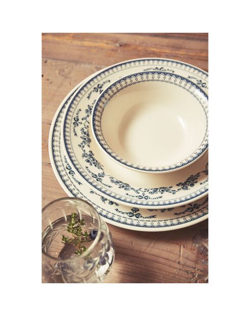 6 Assiettes creuses Faustine bleu ancien - D.23 cm