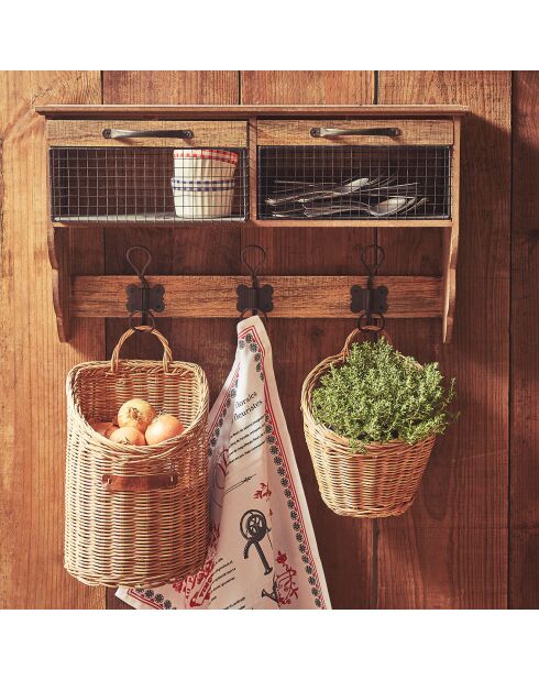 Panier mural Cuisine traditionnelle naturel - 20x28x17.5 cm