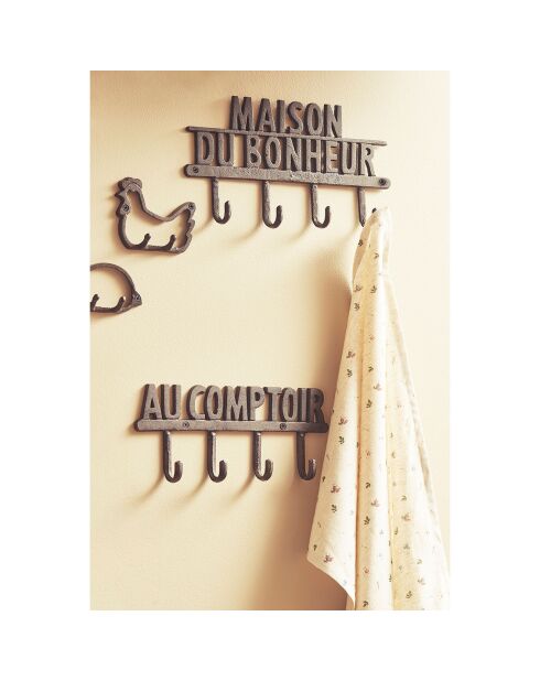 Patères 4 places Minerai brune - 33.5x18.3x4 cm