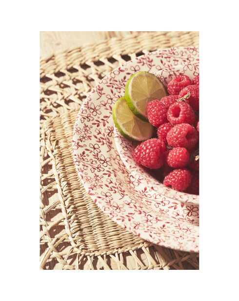 6 Assiettes plates Petite Fleur bordeaux - D.26.5 cm
