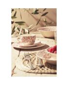 6 Assiettes plates Petite Fleur bordeaux - D.26.5 cm