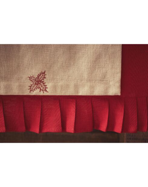 Set de table houx brodé naturel/rouge - 45x30 cm