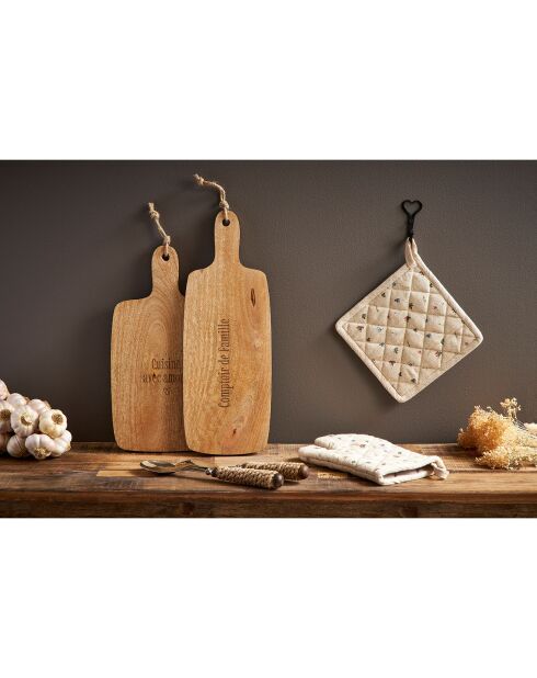 Set Gant et Manique en Coton & Lin Petite Fleur naturel