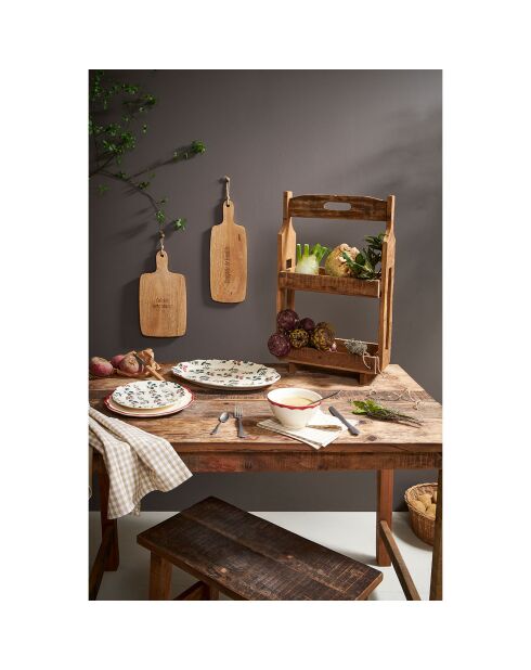 Plat oval Eglantine écru/rouge - 39x27 cm
