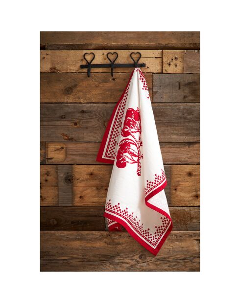 Torchon Damier rouge - 50x70 cm