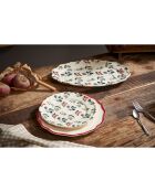 Plat oval Eglantine écru/rouge - 39x27 cm