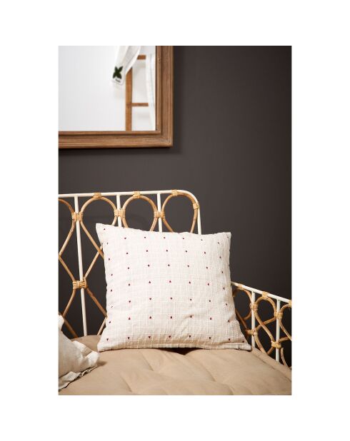 Coussin Petit Coeur grège/rouge - 45x45 cm