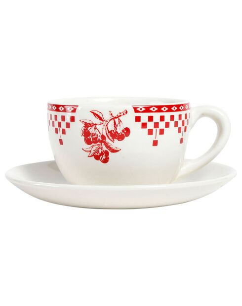 Tasse à thé avec soucoupes Damier rouge - 11x9x6 cm