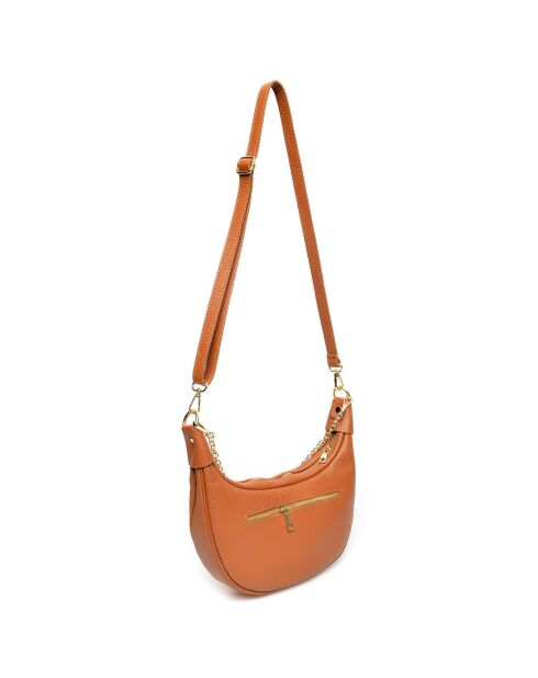 Sac bandoulière en Cuir cognac - 15x27x6 cm