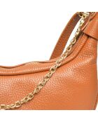 Sac bandoulière en Cuir cognac - 15x27x6 cm