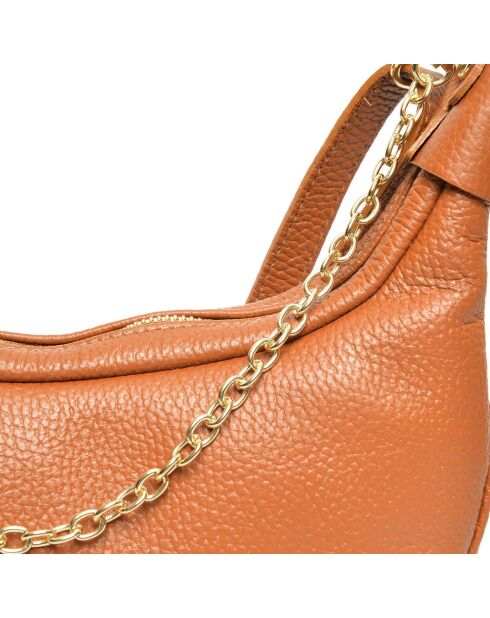 Sac bandoulière en Cuir cognac - 15x27x6 cm