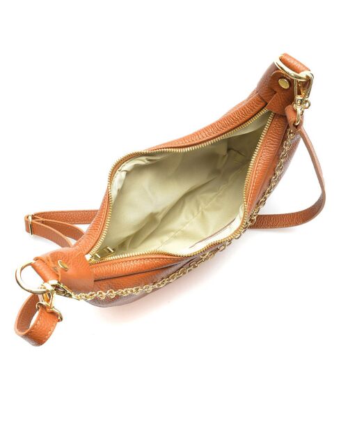 Sac bandoulière en Cuir cognac - 15x27x6 cm