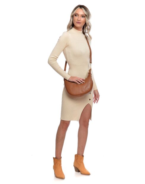 Sac bandoulière en Cuir cognac - 15x27x6 cm