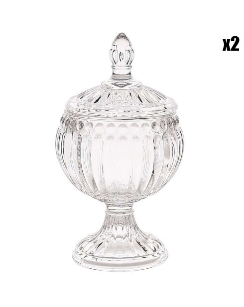 2 Bombonnières ronde sur pieds transparentes - D.8 cm