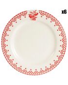 6 Assiettes à dessert Damier rouges - D.22 cm
