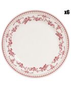 6 Assiettes plates Faustine bordeaux - D.26.5 cm