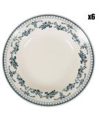 6 Assiettes creuses Faustine bleu ancien - D.23 cm