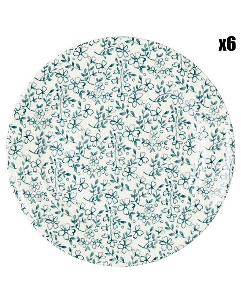 6 Assiettes plates Petit Coeur vertes - D.26.5 cm