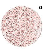 6 Assiettes plates Petite Fleur bordeaux - D.26.5 cm