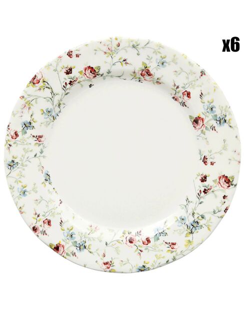 6 Assiettes plates Ficelle multicolores - D.26.5 cm