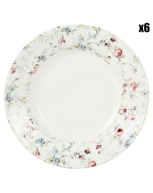 6 Assiettes creuses Ficelle multicolores - D.23 cm