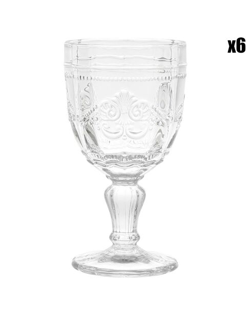 6 Verres à pied Calisse transparents - D.8x15.5 cm