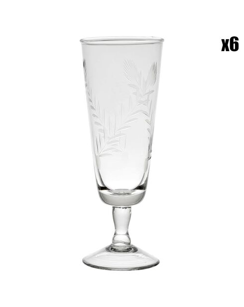 6 Flutes à champagne Genets transparentes - D.6.5x17 cm