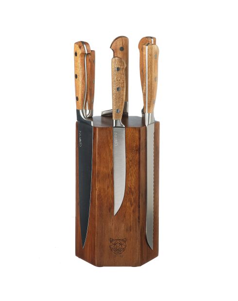 Bloc avec couteaux de cuisine Jakob Imatra bois mat - 7 pièces