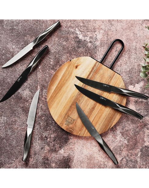 Planche à découper en bois d'acacia Stine bois vernis - 35x26x1 cm