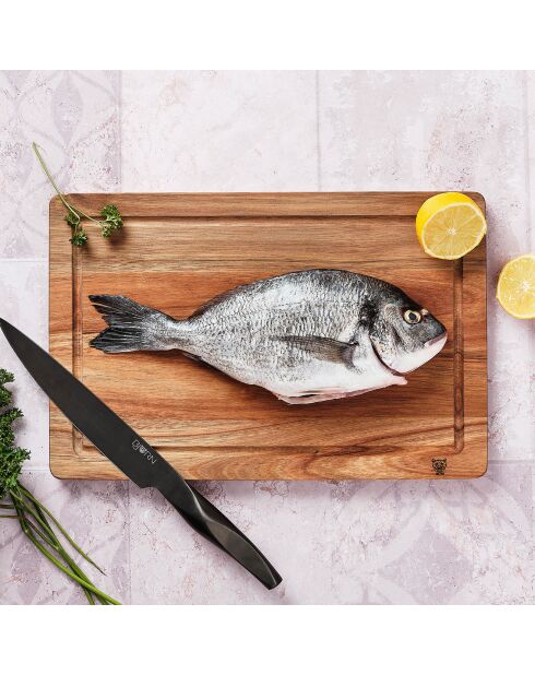 Planche à découper en bois d'acacia Alva bois vernis - 38x25x2 cm