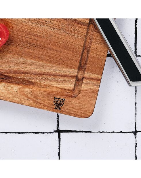 Planche à découper en bois d'acacia Alva bois vernis - 38x25x2 cm
