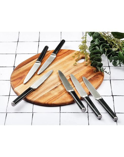 6 Couteaux à steak Jona inox mat - 24x2x1 cm