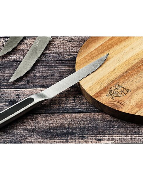 6 Couteaux à steak Loki inox mat - 24x2x1 cm