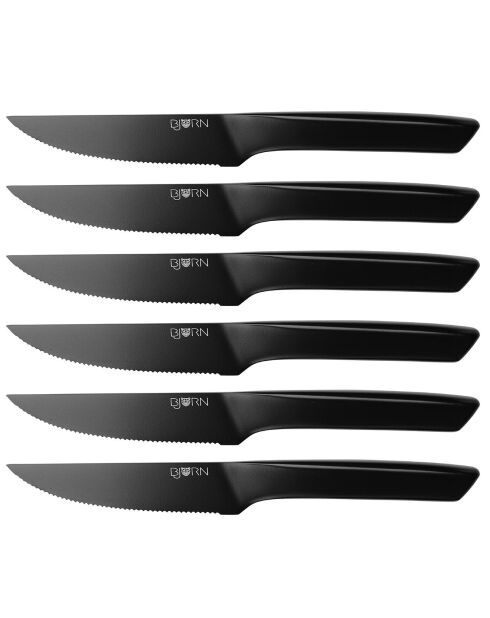 Couteaux à steak Jensen noir mat - 6 pièces